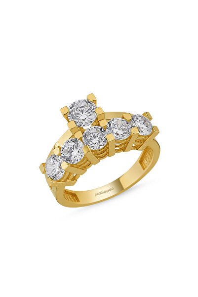 Sembol Gold Altın Tektaş & 5 Taş Yüzük 2si Bir Arada