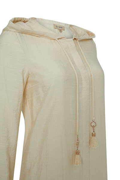 Aker Kapüşonlu Kare Dokulu Kumaş Kap