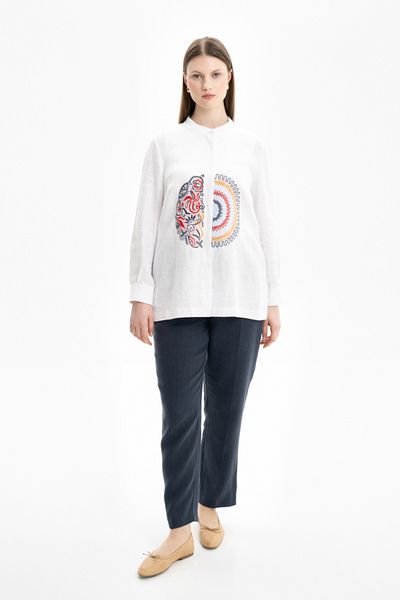 Aker Embroidered Linen Blouse