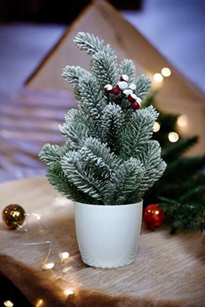 YAPAY ÇİÇEKÇİNİZ شجرة عيد الميلاد منقوشة بالثلج كوكايين 36 سم