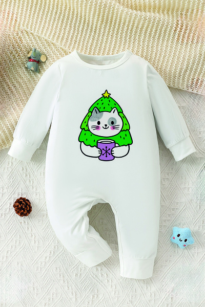 ADABEBEK Tree Costume Kitten Printed Style Baby Jumpsuit 23203