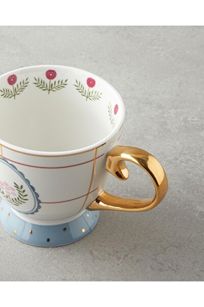 English Home Retro Grids New Bone China Kupa 460 ml Beyaz