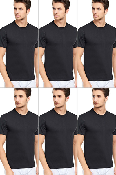 CENNETOĞLU Men's Slim Fit Crew Neck Undershirt 6 Pack