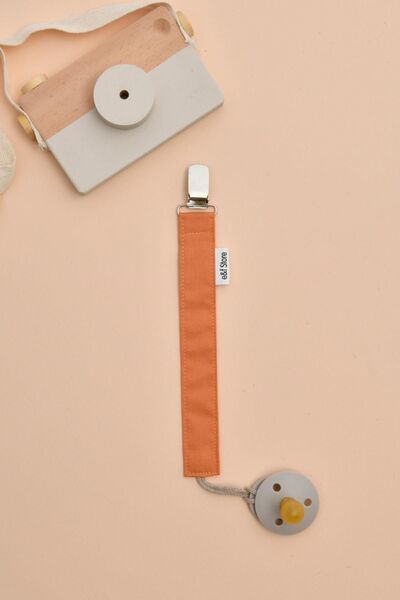 e&f Store Sertifikalı Pamuklu Emzik Askısı - 3'lü Set - Mint Yeşili, Somon, Hardal - Bebek Emzik Zinciri