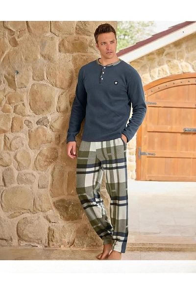 Pijamoni Ανδρικό σετ πιτζάμα με κουμπιά χειμερινό φλις 6100/18 - 1 τεμάχιο