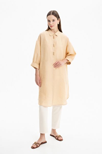 Aker Linen Tunic - Comfortable Cut and Embroidery Detail