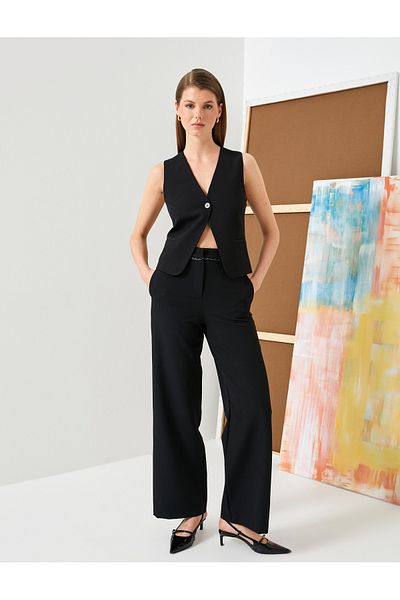 Koton Palazzo Hose mit Taschen und Glitzerverarbeitung