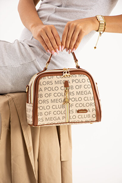 MEGA ÇANTA Polo Clup Of Colors Γυναικεία Sand Tan Τσάντα χειρός και ώμου 5 θέ...