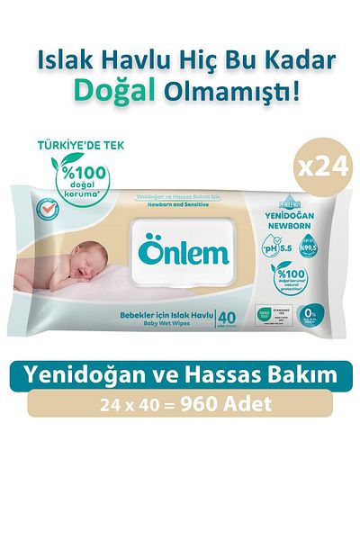 ÖNLEM Newborn and Sensitive Care Wet Towel 24 X 40 (960 Pieces)