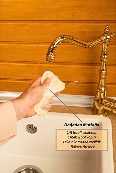 ilaslan international 2 Adet Doğal Kabak Bulaşık Lifi Çift Taraflı Kullanım (12X8 CM)