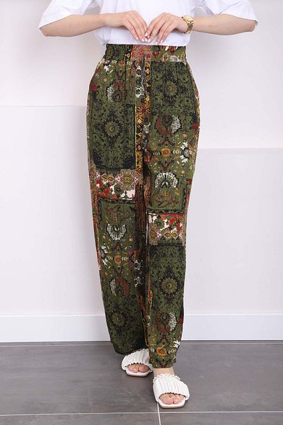 İmajButik Pantaloni Viscon Verde Smarald - Decorați și buzunare