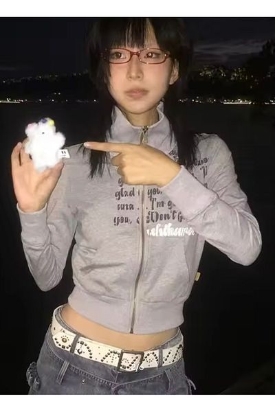 Köstebek Сива меланжева поло яка с цип