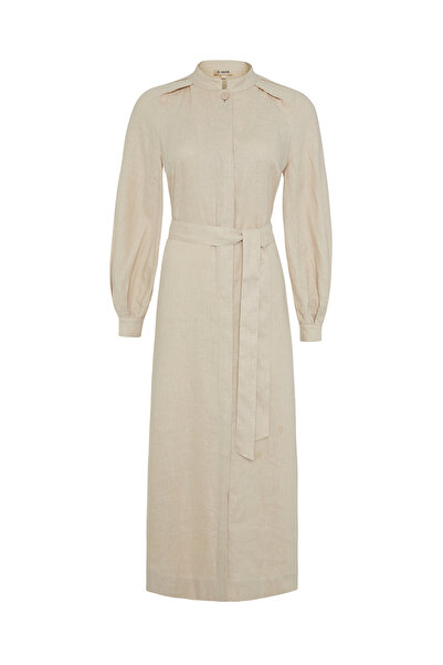 Aker Hakim Yaka Keten Elbise