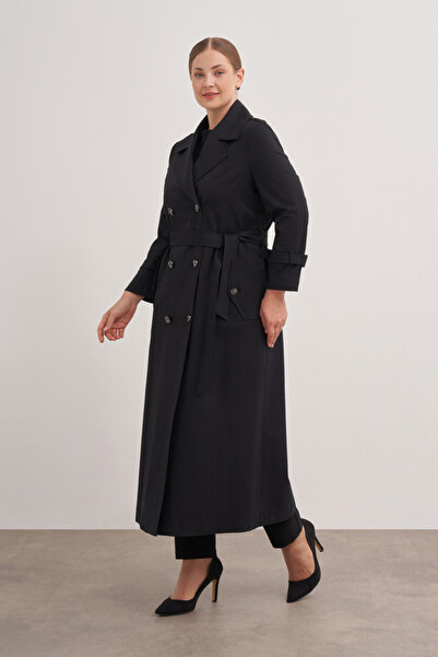 Aker 7648112 İşleme Detaylı Kruvaze Kapama Trençkot