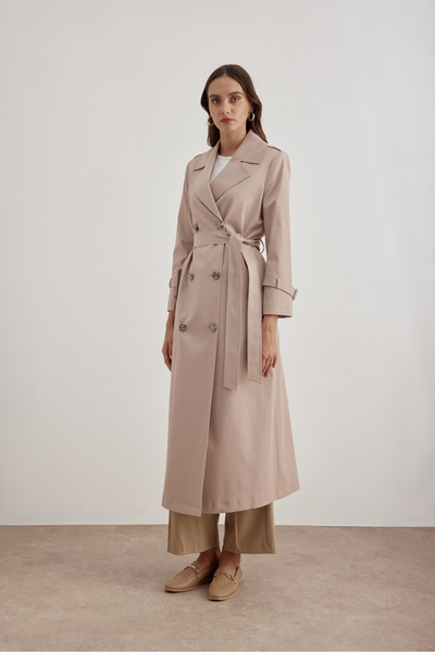 Aker 7648111 İşleme Detaylı Kruvaze Kapama Trençkot