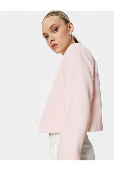 Koton Crop Blazer Jacket Τσέπη χωρίς γιακά
