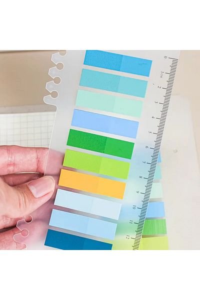 NaSaDAN Summer Adhesive Clear Postit Note Paper with 10 Colors Rulers 200 Sheets