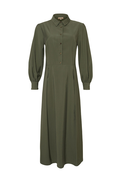 Aker Gömlek Yaka Belden Kesik Elbise