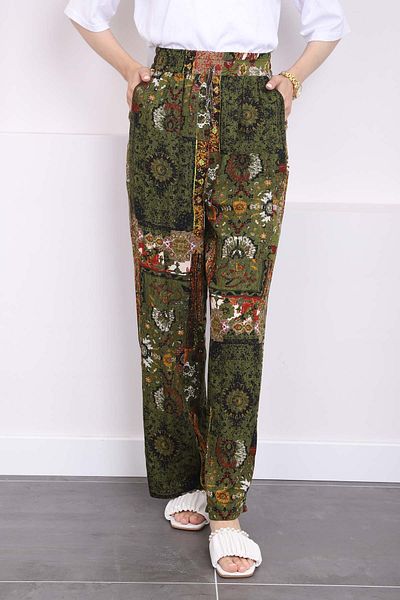 İmajButik Pantaloni Viscon Verde Smarald - Decorați și buzunare