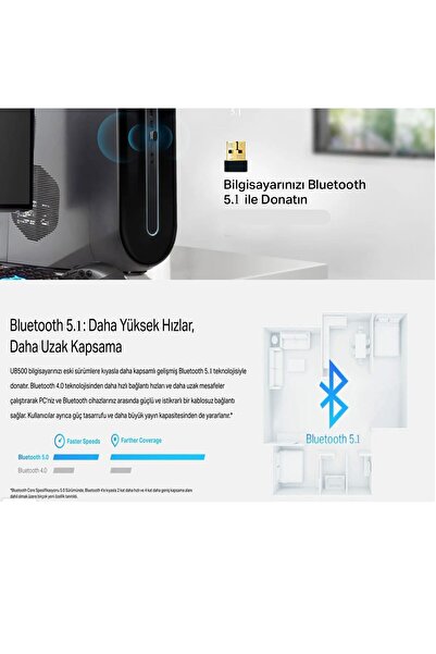 batcell Masaüstü Bilgisayar Bluetooth Aparatı Çevirici Dönüştürücü Mini Bluetooth Adaptör Dongle 5.1 Yeni