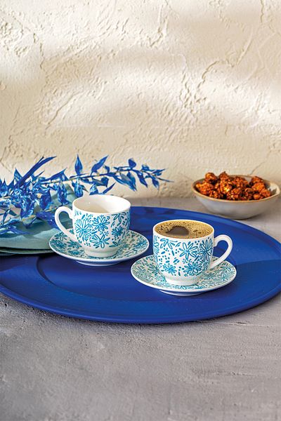 Emsan Deep Azur New Bone 2 - 90 ml Blue Personality Coffee Cup Set