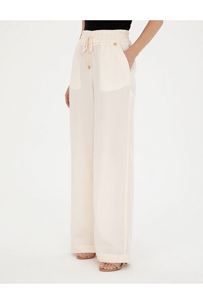 Pierre Cardin Ecru High Waist Wideleg Trousers 50284523 -Vr019