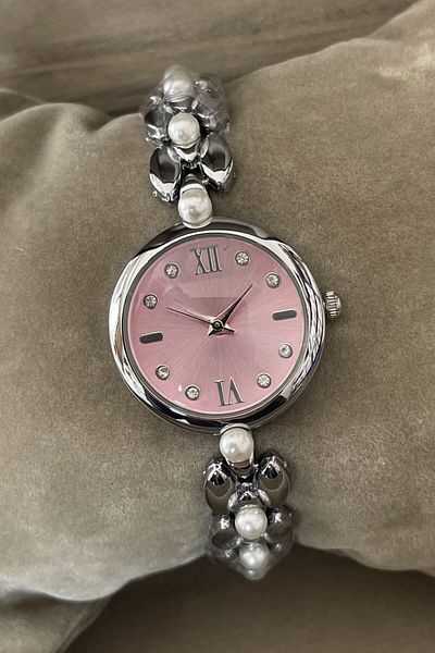 Leerybee Minimal Women's Watch with Pearls and Stones Nla-183