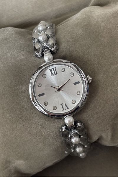 Leerybee Minimal Women's Watch with Pearls and Stones Nla-183