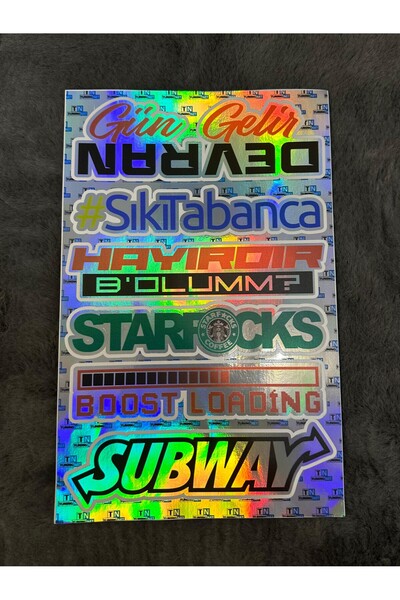 Genel Markalar Renkli Hologram Arka Cam Yazısı Sticker Etiket 6'lı Araba Gün ...