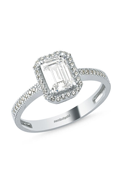 Sembol Gold Baget Beyaz Altın Tektaş Yüzük 1,00 Karat