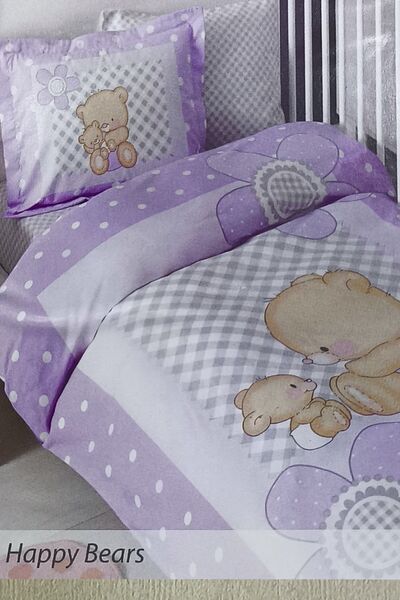 Rahşan Home Bio Organik Bebek Nevresim Takımı Kız Happy Bears Bebek Yatağı %1...