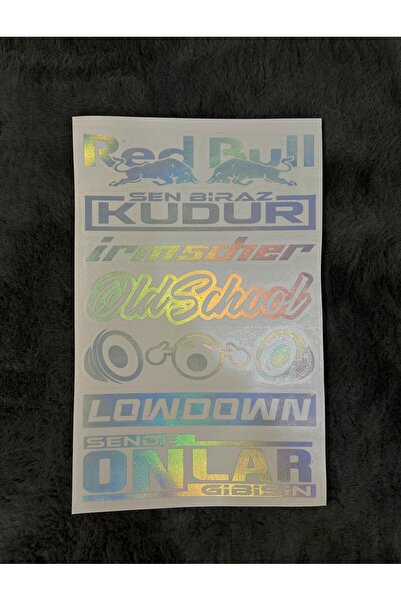 Genel Markalar Hologram Arka Cam Yazı Etiket Sticker 6'lı Araba Redbull