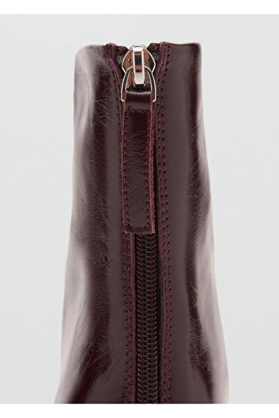 MANGO Woman Fermuarlı deri yarım bot