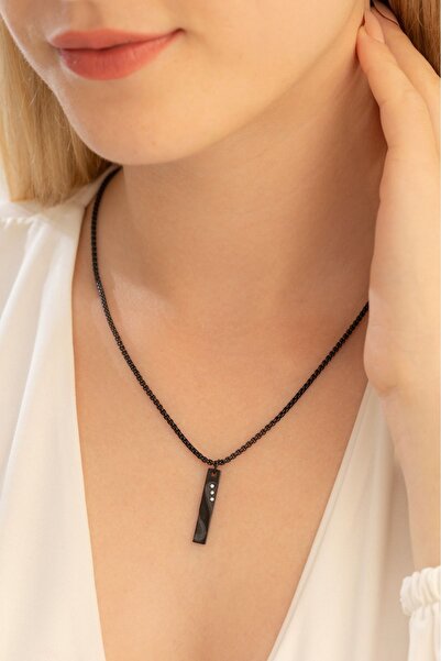 vogutima Zircon Stone Thin Polite Steel Necklace