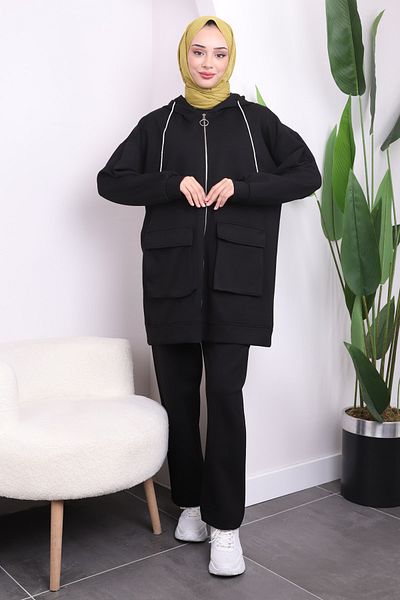İmajButik Μαύρη κουκούλα με φερμουάρ Oys Kit