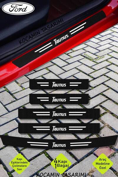 Kocamın Tasarımı Ford Taunus Kapı ve Bagaj Eşiği Koruyucu Set Karbon Folyo Çi...