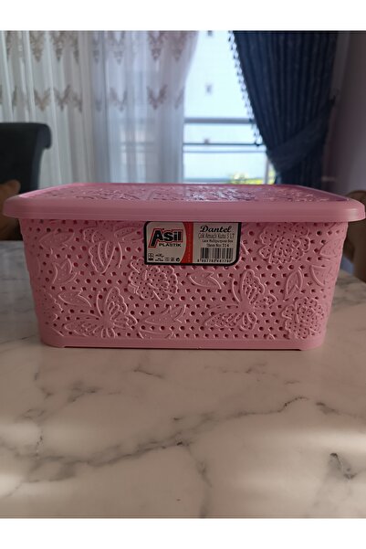 woodhub Şık ve kullanışlı pembe dantel çok amaçlı kutu, düzen ve dekorasyon için ideal.