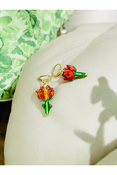 nazarboncuğu El Yapımı Cam  Altın Kaplama Figürlü Küpe ( Kararma Yapmaz )