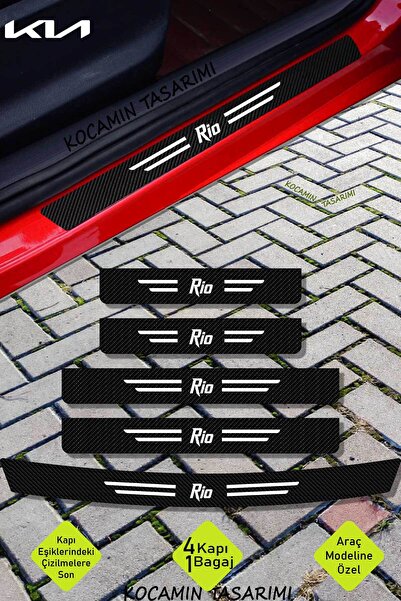 Kocamın Tasarımı Kia Rio Dayanıklı Karbon Kapı Bagaj Koruyucu Folyo Çizik Önl...