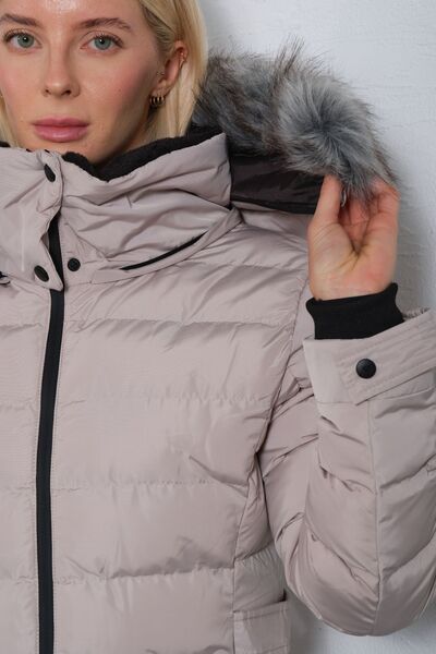 Maule Dámský anorak s kapucí z umělé kožešiny a vodoodpudivým - odnímatelný mikro kabát z kamene @jasmin