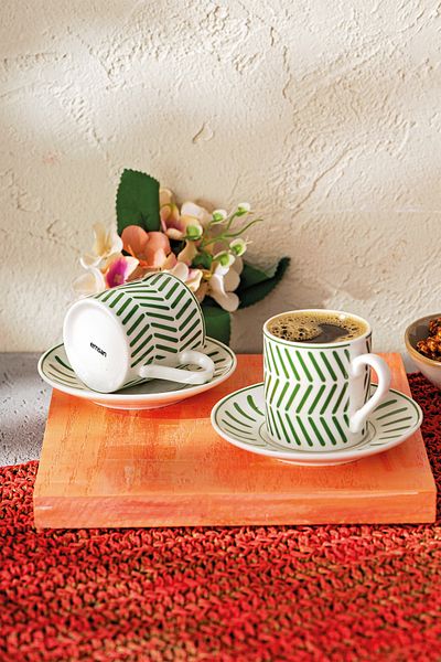 Emsan Albert New Bone 2 Personality 90 ml Green Coffee Cup Set