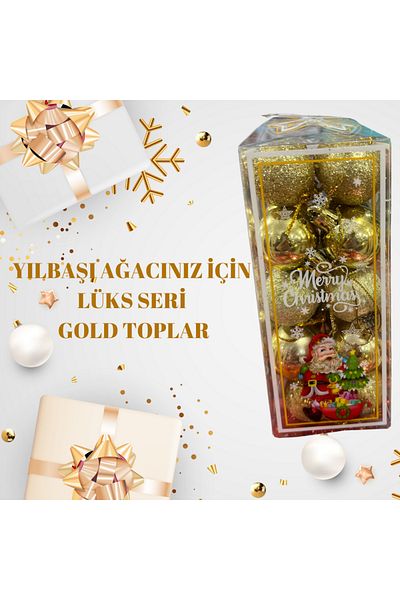 shop Christmas Pine Tree Ornament Gold Balls in Box Luxury Series 20 Pcs