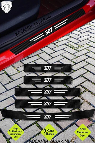 Kocamın Tasarımı Peugeot 307 Karbon Kapı Eşiği ve Bagaj Koruyucu Set Çizilmey...