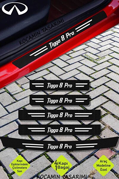 Kocamın Tasarımı Chery Tiggo 8 Pro Uyumlu Karbon Kapı Bagaj Eşik Koruyucu Set...