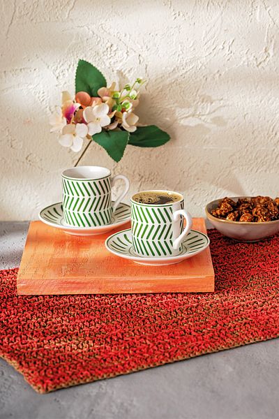 Emsan Albert New Bone 2 Personality 90 ml Green Coffee Cup Set