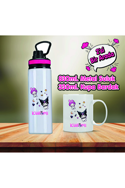 DKDZ SHOP Kuromi Baskılı Su Matarası ve Kupa Bardak - 003