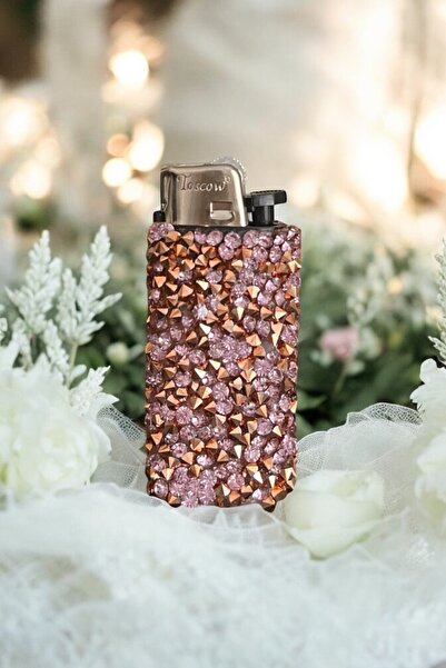 Toscow Kristal Taşlı, Kişiye Özel Çakmak, El Yapımı, Tasarım, Lüks, Mum Çakmağı, Bakır-Mor