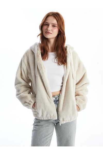 LC Waikiki Дамско плюшено палто с качулка XSIDE Oversize