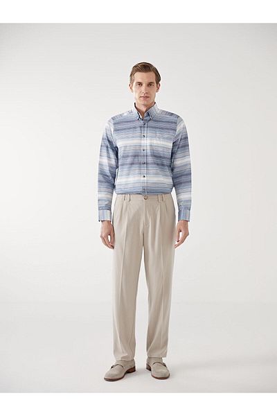 LC Waikiki Ανδρικό ριγέ μακρυμάνικο πουκάμισο LCWAIKIKI Classic Regular Fit