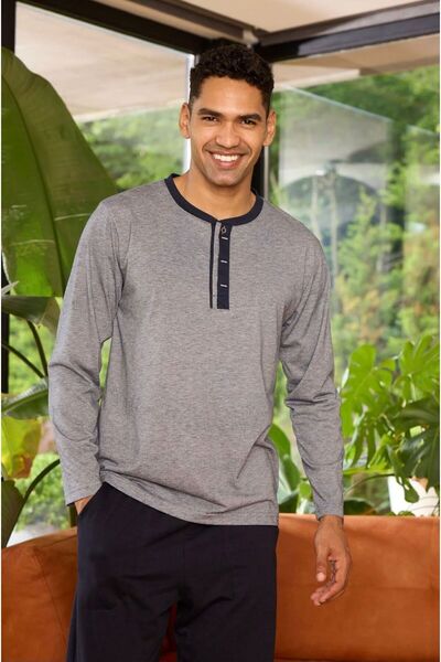 İpek Мъжки комплект пижама с дълъг ръкав, 100% памук